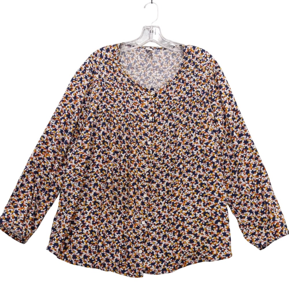 Old Navy Floral Print Long Sleeve Blouse Top Womens XXL Plus Size
